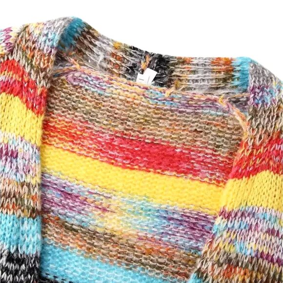 Striped Casual Knitted Cardigan Sweater Size XL - Picture 7 of 12